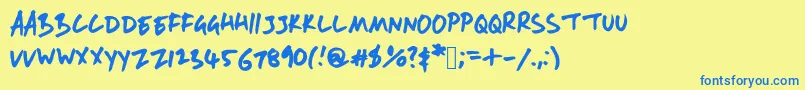 Andyfont Font – Blue Fonts on Yellow Background