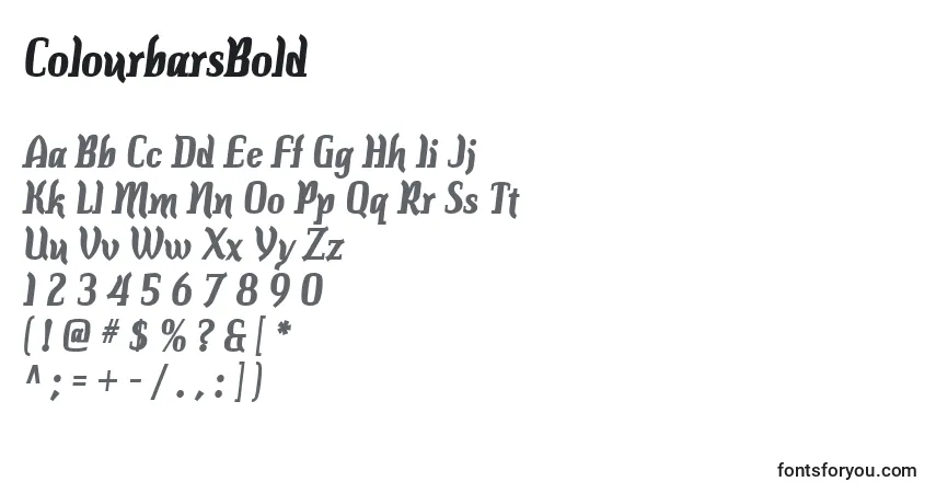 A fonte ColourbarsBold – alfabeto, números, caracteres especiais