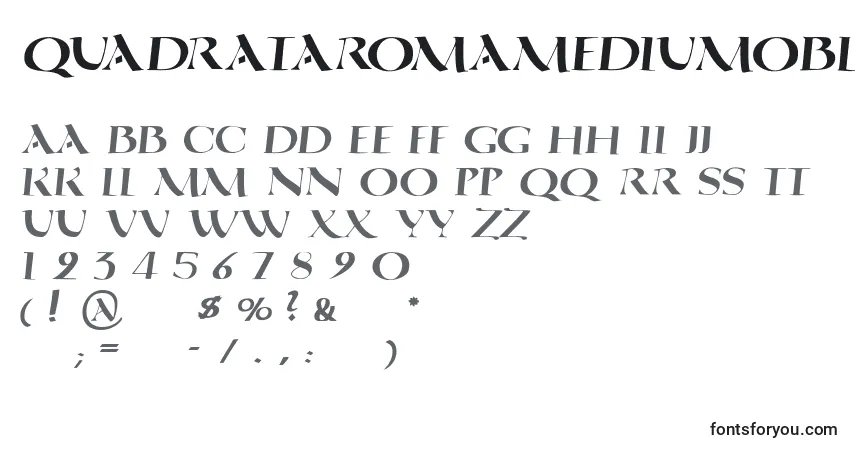 Шрифт QuadrataromaMediumoblique – алфавит, цифры, специальные символы