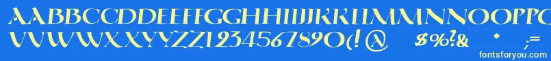 QuadrataromaMediumoblique Font – Yellow Fonts on Blue Background