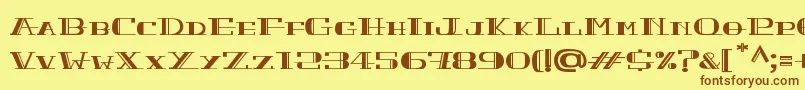 フォントPeacockNormal – 茶色の文字が黄色の背景にあります。