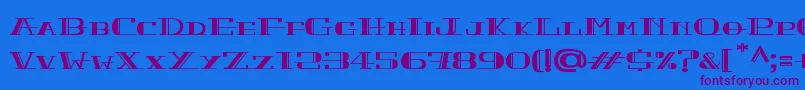 PeacockNormal-Schriftart – Violette Schriften auf blauem Hintergrund