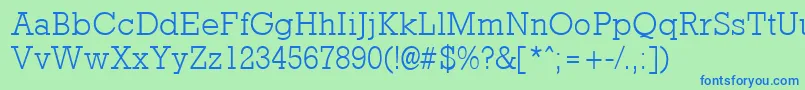 RockneyLight-fontti – siniset fontit vihreällä taustalla