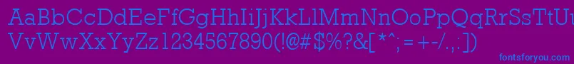 フォントRockneyLight – 紫色の背景に青い文字