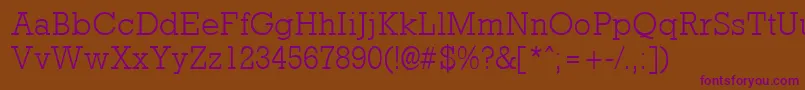Czcionka RockneyLight – fioletowe czcionki na brązowym tle