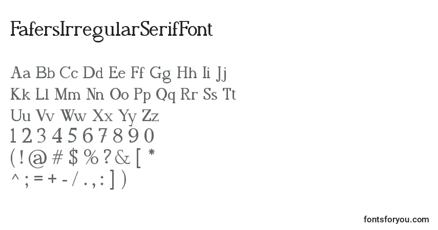Schriftart FafersIrregularSerifFont – Alphabet, Zahlen, spezielle Symbole