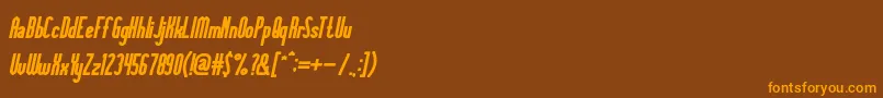 Więcej informacji o czcionce KnowledgePowerItalicBold Czcionka KnowledgePowerItalicBold – pomarańczowe czcionki na brązowym tle