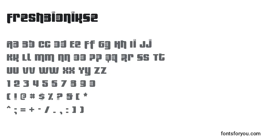 A fonte FreshBionikSe – alfabeto, números, caracteres especiais