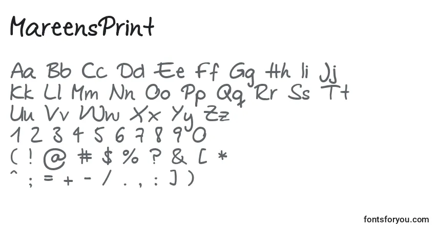 Шрифт MareensPrint – алфавит, цифры, специальные символы