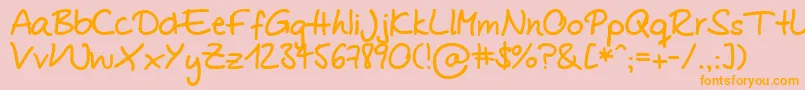 MareensPrint Font – Orange Fonts on Pink Background