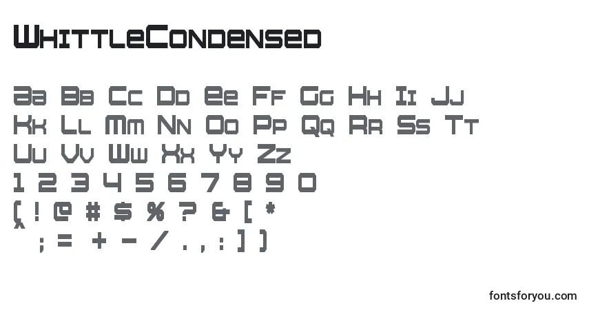 A fonte WhittleCondensed – alfabeto, números, caracteres especiais