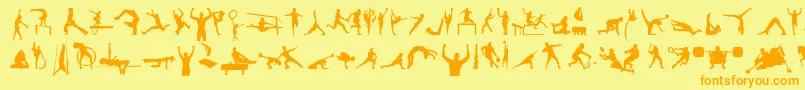 SportsTfb-Schriftart – Orangefarbene Schriften auf gelbem Hintergrund