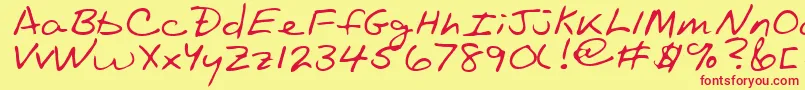 OaklandRegular Font – Red Fonts on Yellow Background