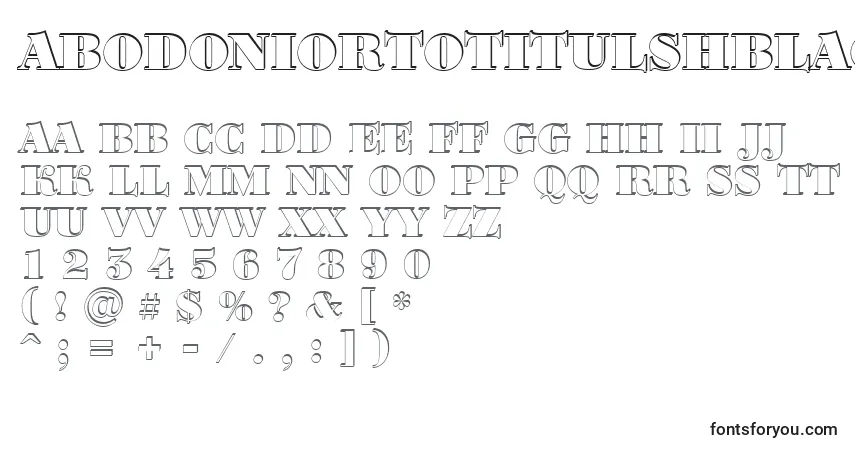 A fonte ABodoniortotitulshBlack – alfabeto, números, caracteres especiais