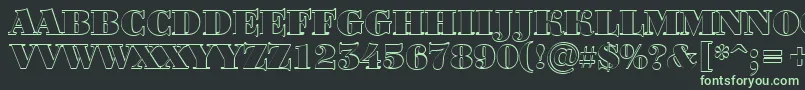 フォントABodoniortotitulshBlack – 黒い背景に緑の文字