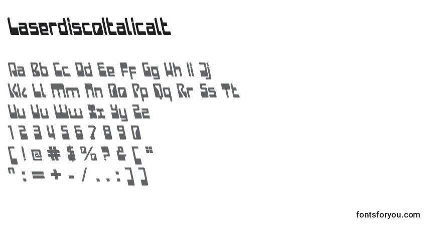 Schriftart LaserdiscoItalicalt – Alphabet, Zahlen, spezielle Symbole