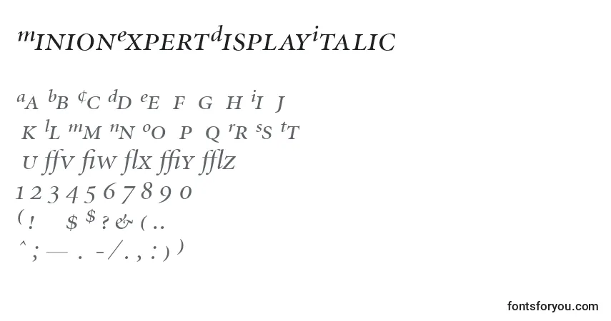 Czcionka MinionExpertDisplayItalic – alfabet, cyfry, specjalne znaki