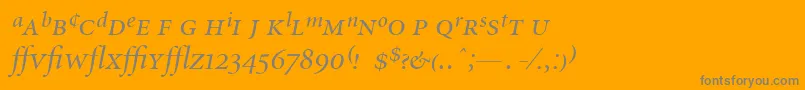 Saiba mais sobre a fonte MinionExpertDisplayItalic Fonte MinionExpertDisplayItalic – fontes cinzas em um fundo laranja