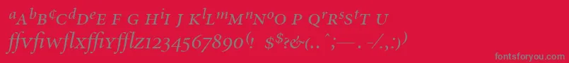 Fonte MinionExpertDisplayItalic – fontes cinzas em um fundo vermelho
