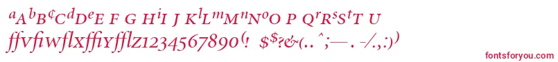 MinionExpertDisplayItalic-fontti – punaiset fontit valkoisella taustalla