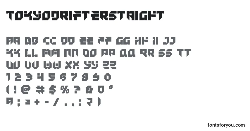 Schriftart Tokyodrifterstaight – Alphabet, Zahlen, spezielle Symbole
