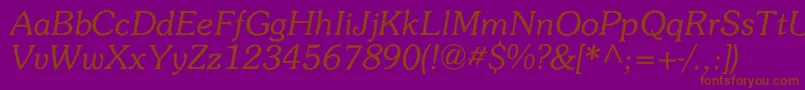Memory-fontti – ruskeat fontit violetilla taustalla