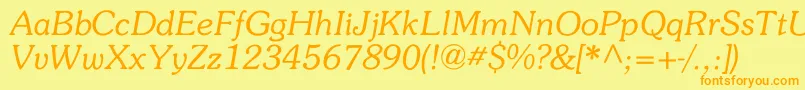 フォントMemory – オレンジの文字が黄色の背景にあります。