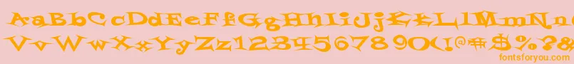 StyrofoamfeelingsRegular-Schriftart – Orangefarbene Schriften auf rosa Hintergrund