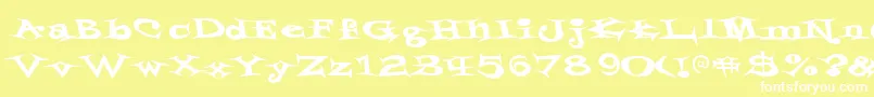 Шрифт StyrofoamfeelingsRegular – белые шрифты на жёлтом фоне
