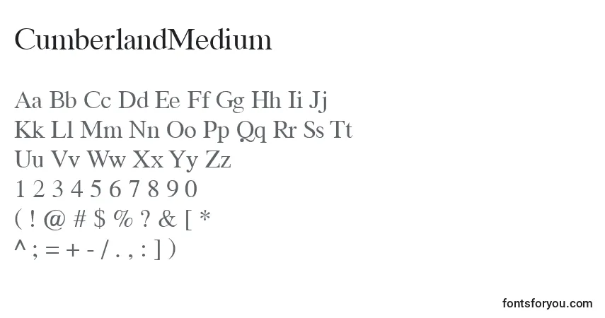 Czcionka CumberlandMedium – alfabet, cyfry, specjalne znaki