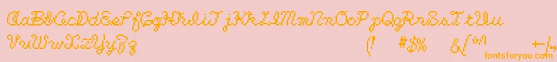 Czcionka Kuchibue – pomarańczowe czcionki na różowym tle