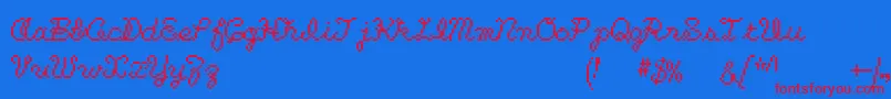 Kuchibue Font – Red Fonts on Blue Background