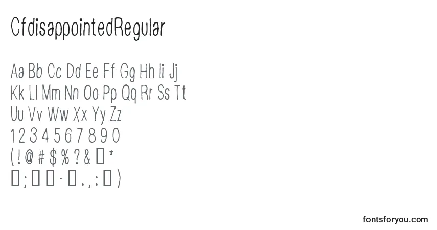 A fonte CfdisappointedRegular – alfabeto, números, caracteres especiais