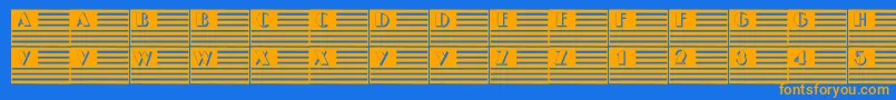 101IPledgeAllegiance-Schriftart – Orangefarbene Schriften auf blauem Hintergrund