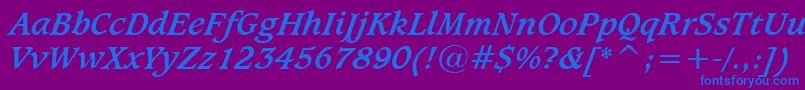 フォントSudburbi – 紫色の背景に青い文字
