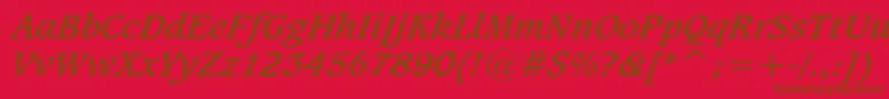 フォントSudburbi – 赤い背景に茶色の文字