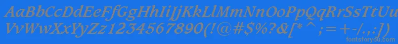 Sudburbi-fontti – harmaat kirjasimet sinisellä taustalla