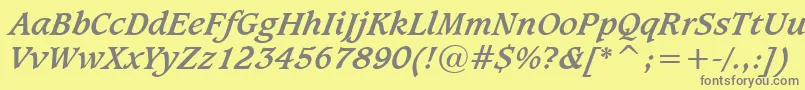 Sudburbi-fontti – harmaat kirjasimet keltaisella taustalla