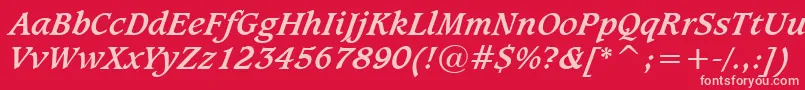 Sudburbi-fontti – vaaleanpunaiset fontit punaisella taustalla