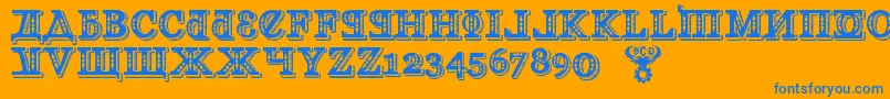 KremlinGeorgianI3D Font – Blue Fonts on Orange Background