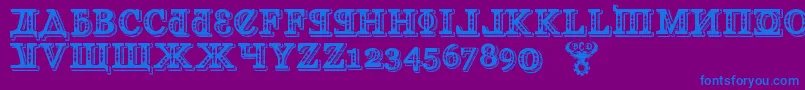 KremlinGeorgianI3D-Schriftart – Blaue Schriften auf violettem Hintergrund