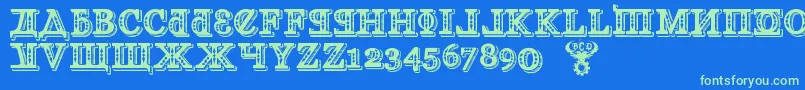 KremlinGeorgianI3D Font – Green Fonts on Blue Background