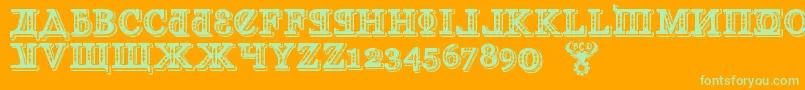 KremlinGeorgianI3D-Schriftart – Grüne Schriften auf orangefarbenem Hintergrund