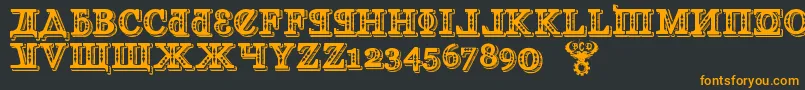 KremlinGeorgianI3D-Schriftart – Orangefarbene Schriften auf schwarzem Hintergrund