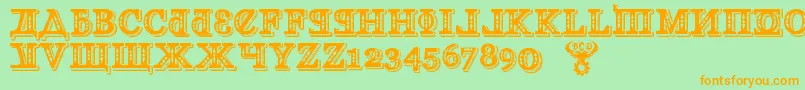 KremlinGeorgianI3D-Schriftart – Orangefarbene Schriften auf grünem Hintergrund
