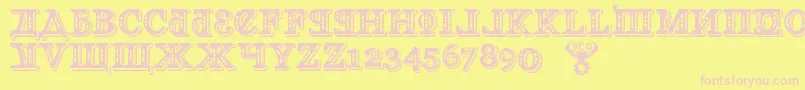 KremlinGeorgianI3D-fontti – vaaleanpunaiset fontit keltaisella taustalla