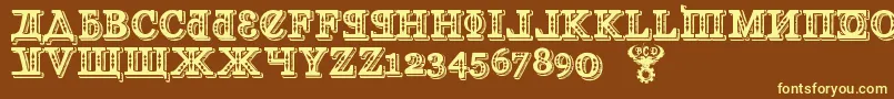 KremlinGeorgianI3D Font – Yellow Fonts on Brown Background