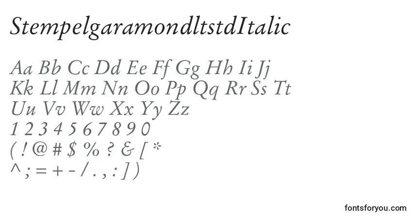 StempelgaramondltstdItalic-fontti – aakkoset, numerot, erikoismerkit