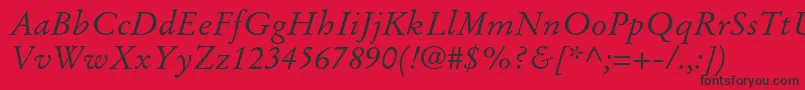 StempelgaramondltstdItalic Font – Black Fonts on Red Background
