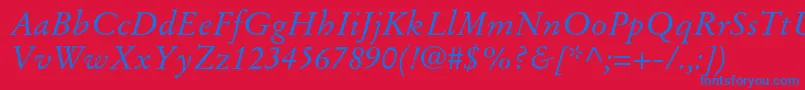 StempelgaramondltstdItalic Font – Blue Fonts on Red Background